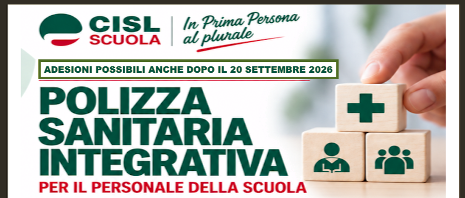 POLIZZA SANITARIA: anche dopo il 20 settembre sarà possibile aderire per il personale della scuola. POLIZZA SANITARIA: anche dopo il 20 settembre sarà possibile aderire per il personale della scuola.