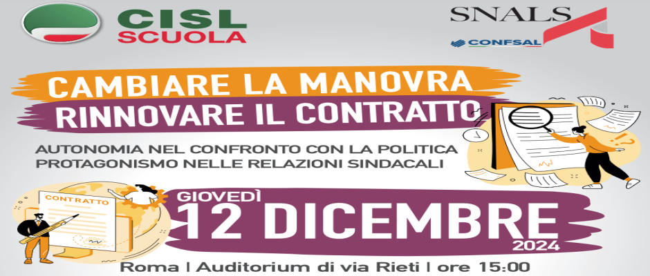 CAMBIARE LA MANOVRA RIUNITI A ROMA I DIRETTIVI NAZIONALI CISL SCUOLA E SNALS  CONFSAL